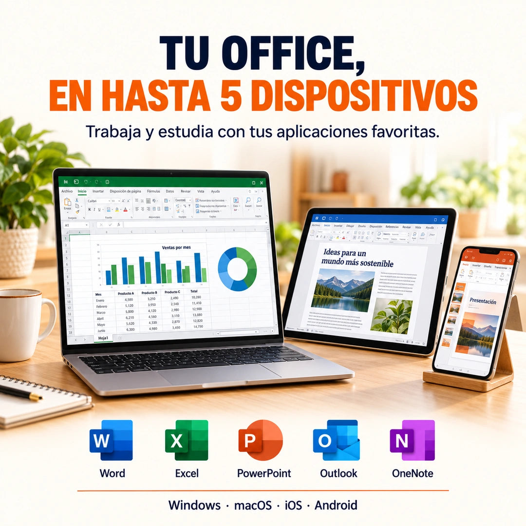 Microsoft 365 (Cuenta nueva) - Licencia Permanente - 5 PCs - Mac/Windows