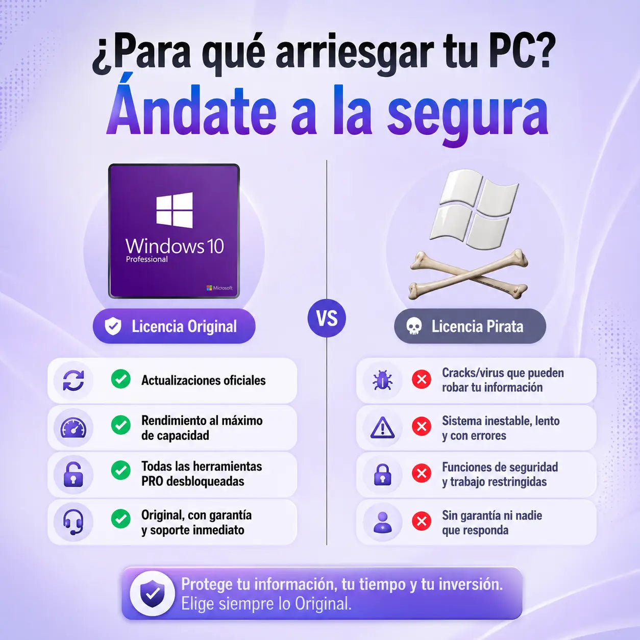 Windows 10 Pro - Original y Licencia Vitalicia